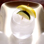 gin and tonic on a silver platter