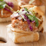 Asian Spiced Salmon Sliders with Soy Mayo & Spicy Slaw
