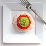 candied tomato with a basil cookie