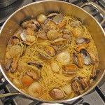 Spaghetti with Clams, Cipollini Onions, Garlic & Colatura di Alici