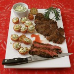Worcestershire Grilled Skirt Steak with Blue Cheese Potatoes