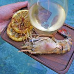Garlic Parmesan Prawns with grilled lemons slices