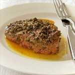 reen Peppercorn Filet of Beef with Pear Vinegar Pan Sauce