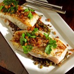 Pan-Roasted Halibut Lentils and Breadcrumbs
