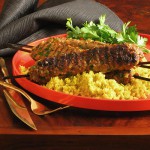 Turkish Lamb Kabobs with Pistachios and Soft Herb Salad