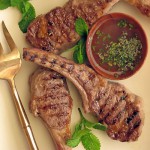 Grilled Lamb Chops with Peppercorns and Savory Mint Sauce