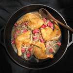 Chicken Legs & Thighs Braised in a Savory Rhubarb Onion Sauce