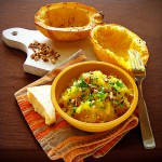 Roasted Spaghetti Squash with Peas and Herbs