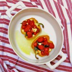 Stuffed Bell Peppers with Tomatoes, Basil and Feta