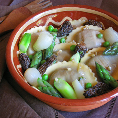 Wild Mushroom Agnolotti with Spring Vegetable Ragout