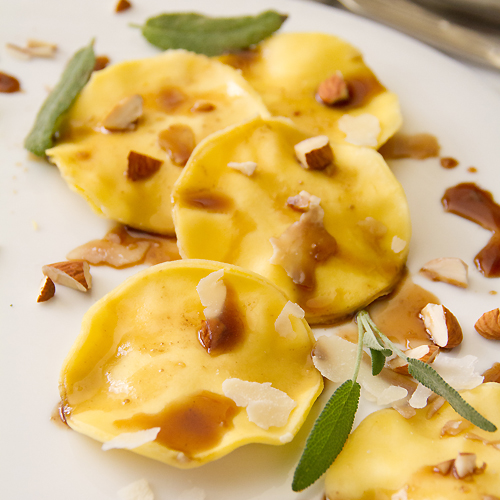 Ravioli with Balsamic & Almonds