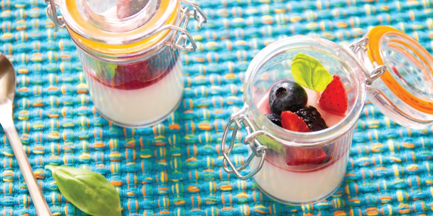 Basil Berry Panna Cotta