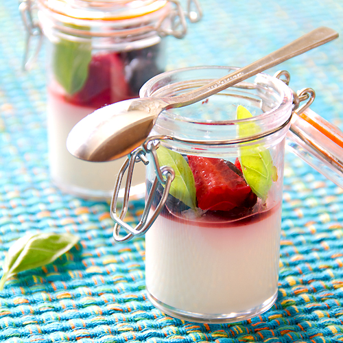 Basil Berry Panna Cotta