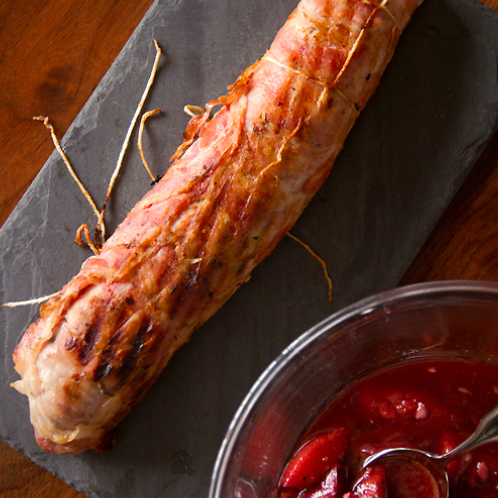 pacetta-wrapped pork tenderloin