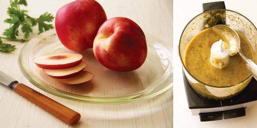 prepping grilled nectarines