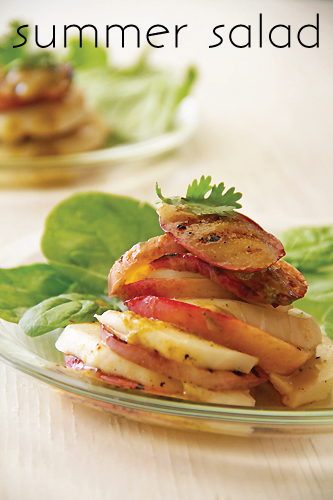 Grilled Nectarine and Mozzarella Stacked Salad