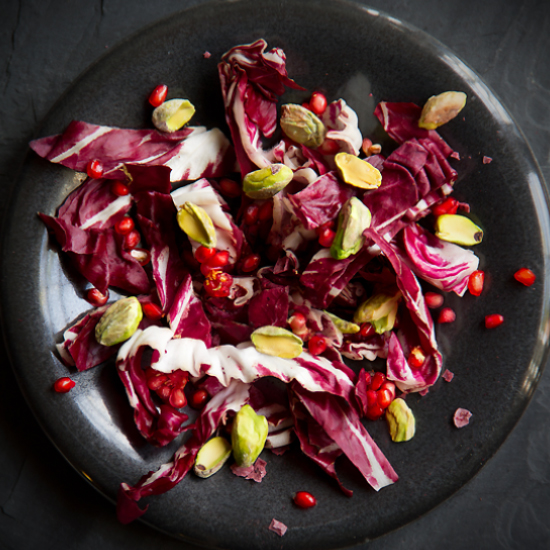 Radicchio Salad with Pomegranate Chile Vinaigrette