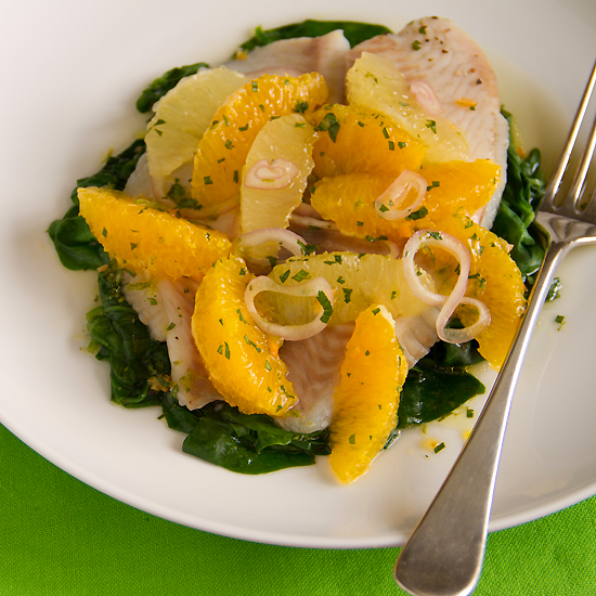 Steamed Tilapia with Citrus Salsa and Spinach