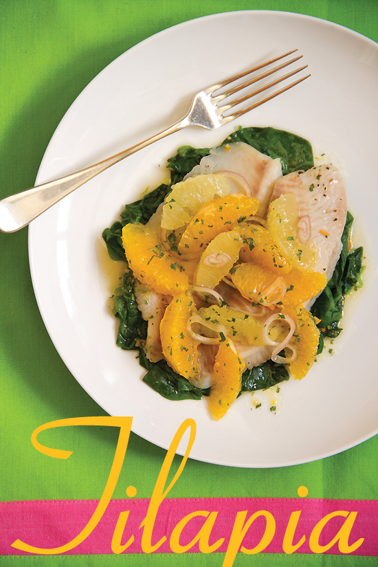 Steamed Tilapia with Citrus Salsa and Spinach