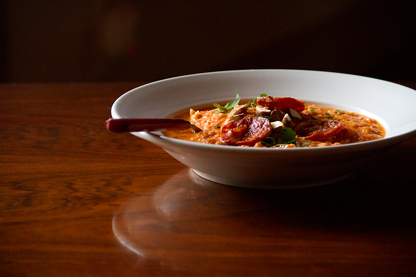 Spicy Smoky Gazpacho with Spanish Chorizo 