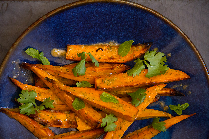 Chili-Coriander Roasted Sweet Potato Salad 