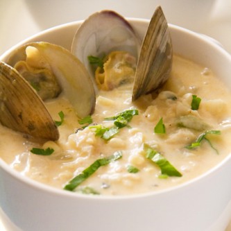 Corn Chowder with Crab and Clams