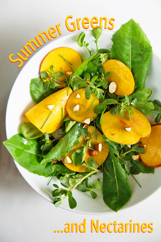 summer greens and nectarines salad