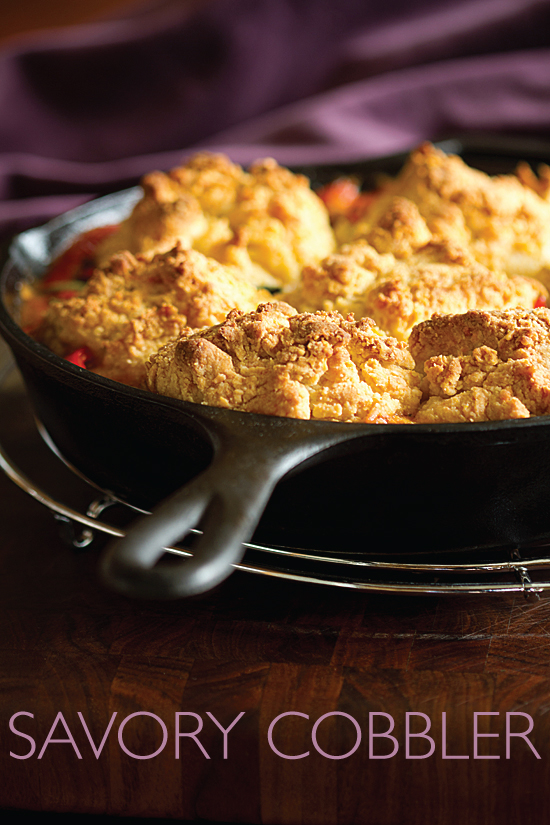 Sausage and Red Pepper Polenta Cobbler