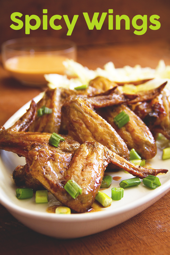 Spicy Baked Chicken Wings with Sriracha Dipping Sauce