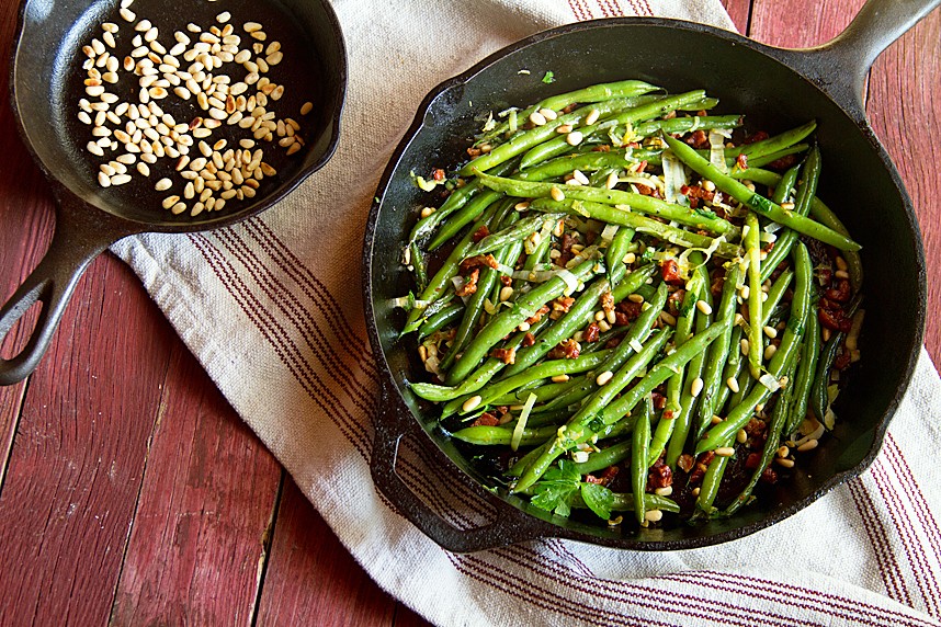 Sautéed Green Beans with Pancetta and Pine Nuts