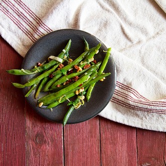 Sautéed Green Beans with Pancetta and Pine Nuts