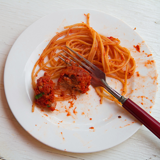 Spaghetti and bean balls