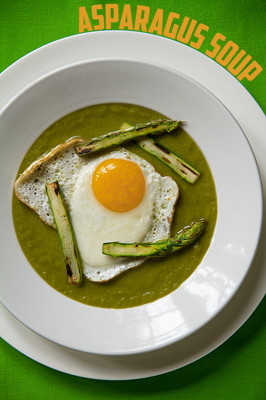 Springtime Asparagus Soup with Fried Eggs