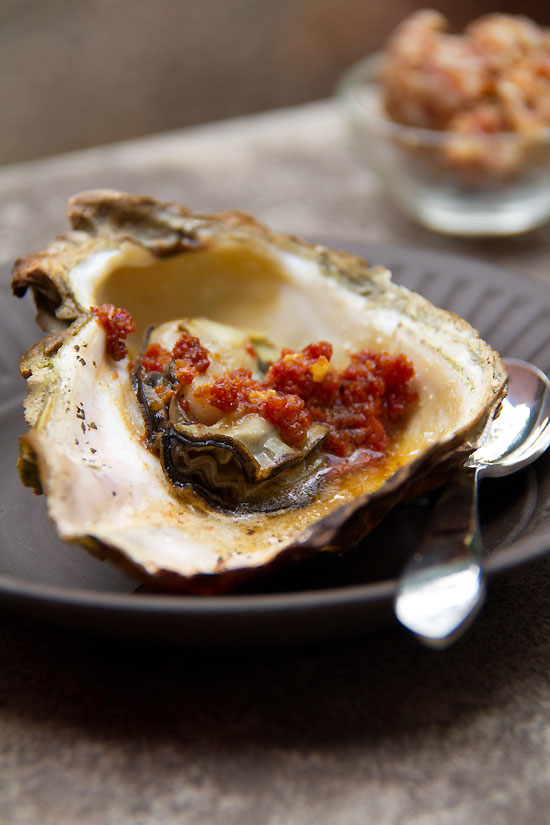 Grilled Oysters with Chorizo Butter