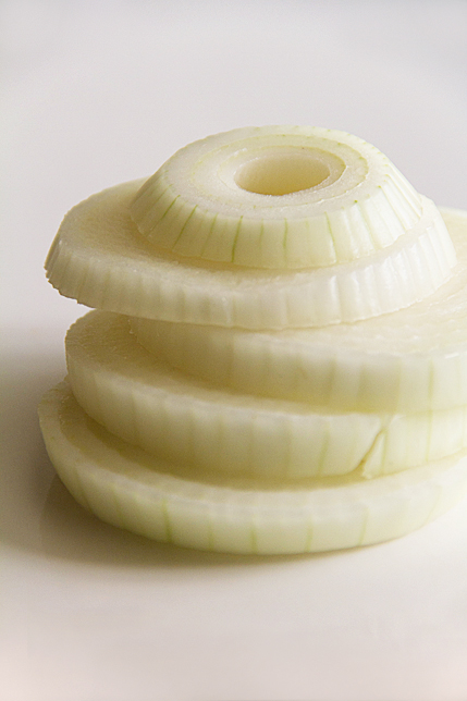 Stack of sweet onion slices