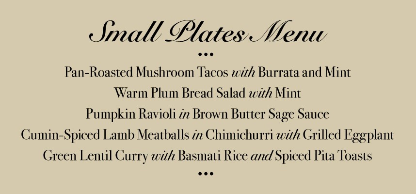 Hilliard Bruce Small Plates Menu