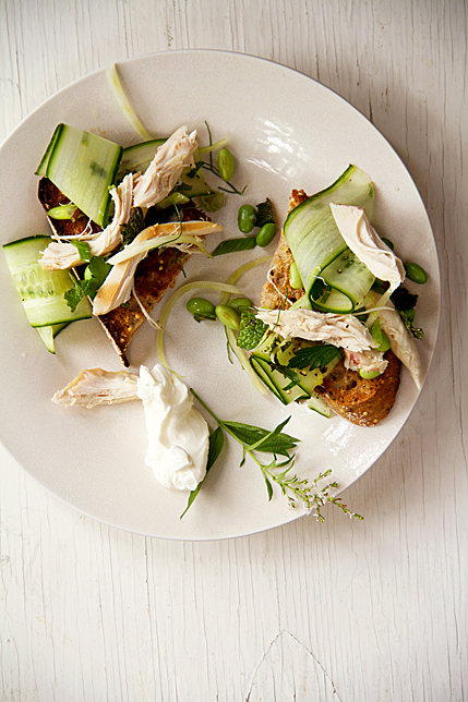 Fennel-Edamame Chicken Salad Sandwich