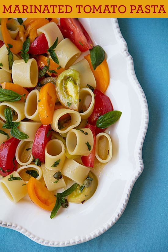 Pasta with Marinated Tomatoes and Fried Garlic