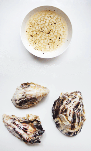 Freshly Shucked Oysters with Asian Pear Mignonette