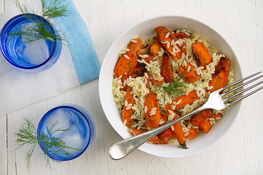 Potluck Salad: Orzo and Roasted Carrots