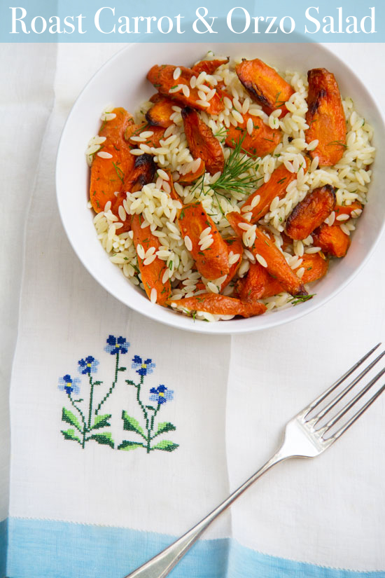 Potluck Salad: Orzo and Roasted Carrots