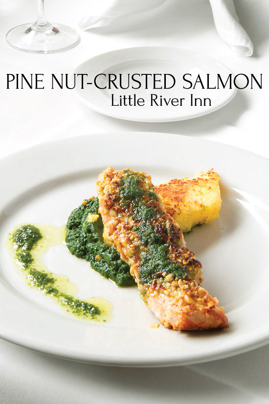 Pine Nut Crusted Salmon , Dining at Little River Inn, Mendocino CA