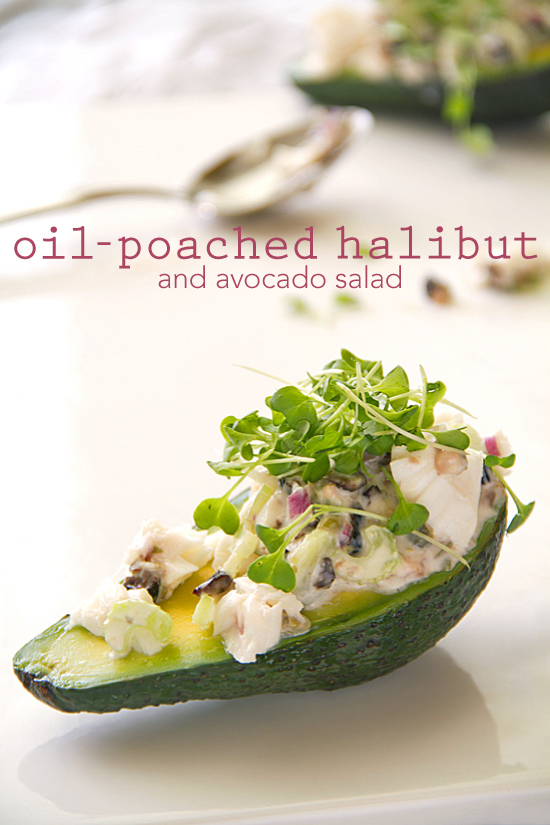 Oil-Poached Fish: Halibut and Avocado Salad