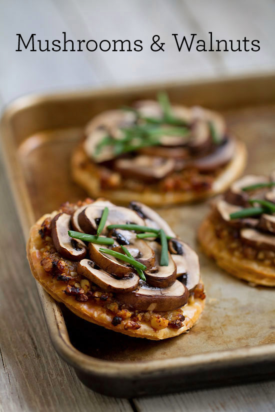 Mushroom Walnut Tarts with Onion