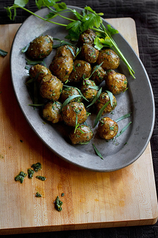 Roasted Jerusalem Artichokes with Salsa Verde