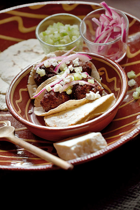 Lamb Chorizo Albondigas Tacos with Fresh Tomatillo