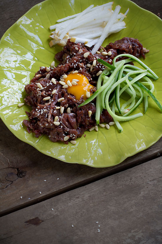 Yukhoe (Soy-Marinated Raw Beef)