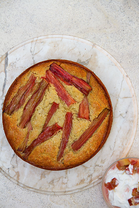 Pistachio-Rhubarb Yogurt Cake