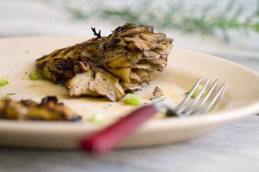 Grilled Maitake Mushrooms with Smoked Sea Salt