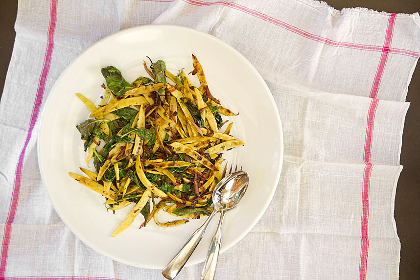 Charred Yellow Wax Beans with Fistfuls of Basil